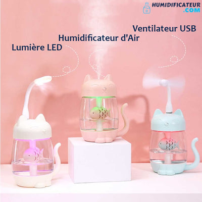 Humidificateur d'Air Bébé - Petit Chaton - LED Ventilateur