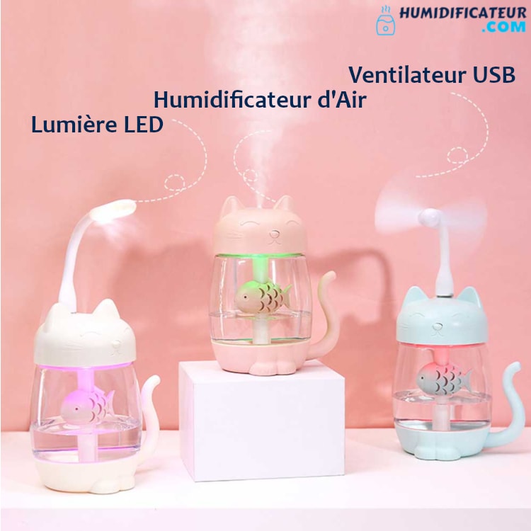 Humidificateur d'Air Bébé - Petit Chaton - LED Ventilateur