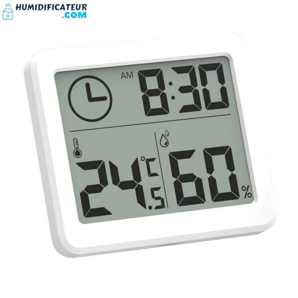Thermomètre/hygromètre numérique Grand écran LCD 3,2” Intérieur D'ambiance  Moniteur de Température et Humidimètre Indicateur D'humidité et de  Température avec horloge : : Jardin